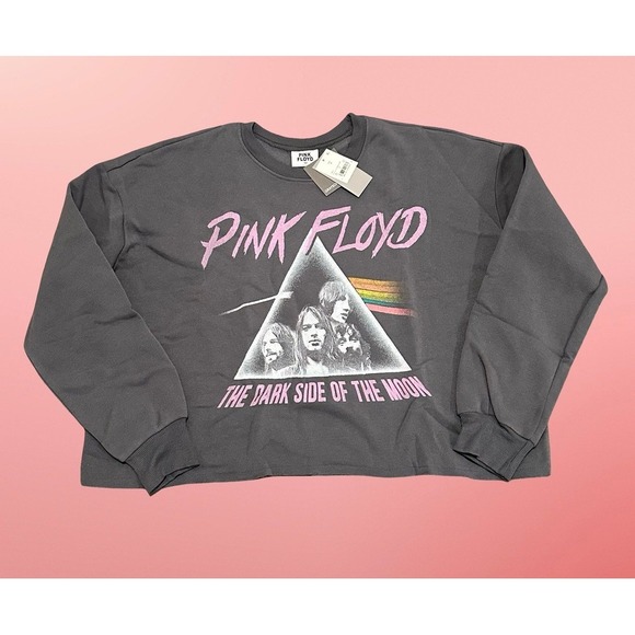 Pink Floyd The Dark Side of the Moon Graphic Crop Sweatshirt Women Medium - Picture 1 of 5
